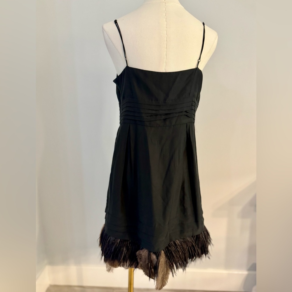 Juicy Couture Black Silk Feather Trim Mini Dress - Picture 6 of 8